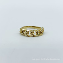 925 Sterling Silver 14K 18K Gold Simple Chain Ring